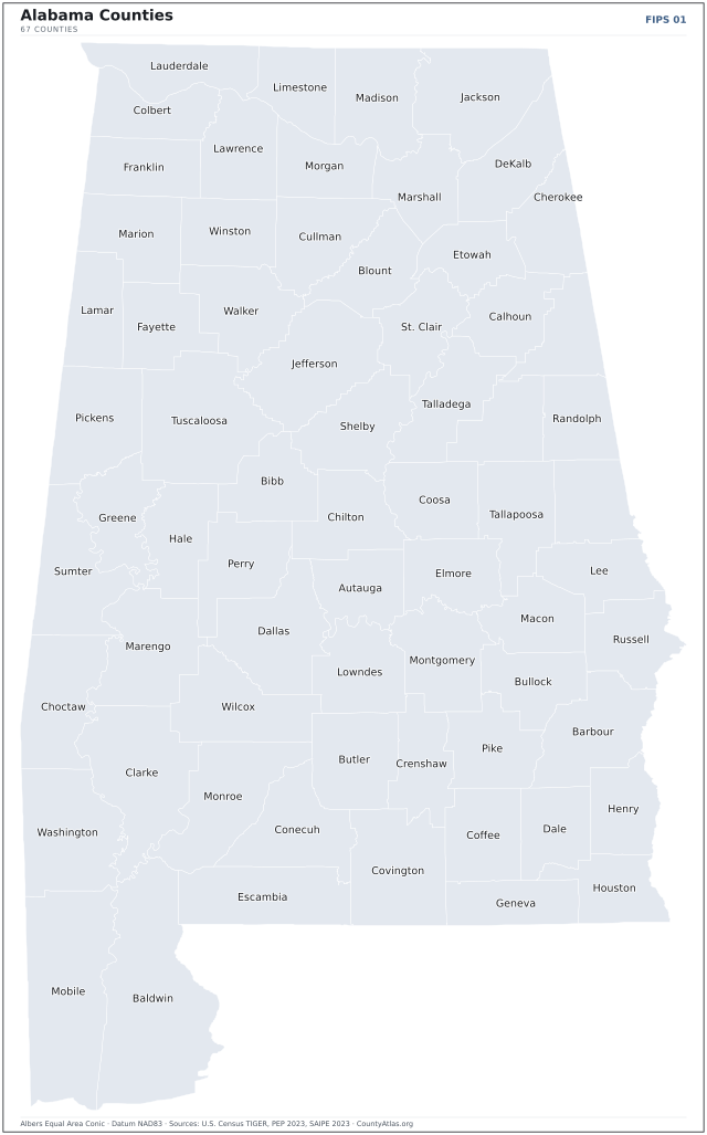 County map of Alabama