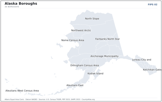 County map of Alaska