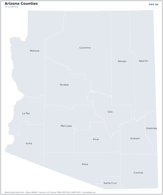 County map of Arizona