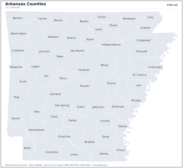 County map of Arkansas