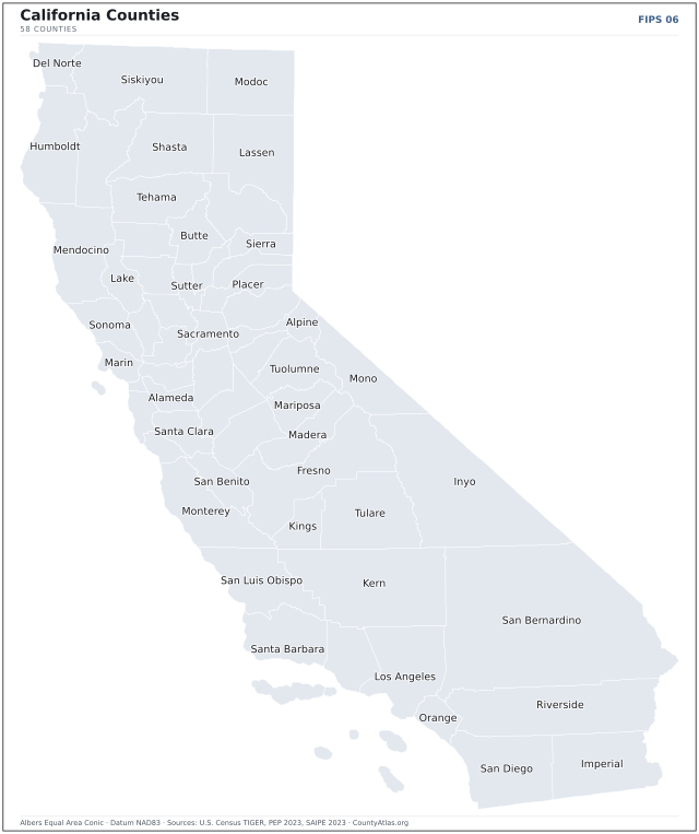 County map of California