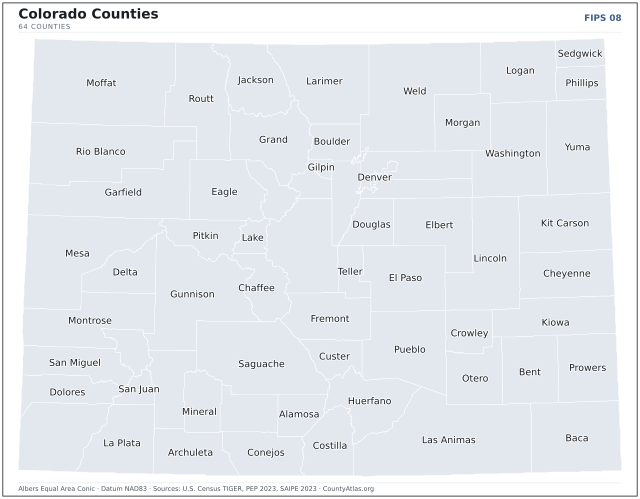 County map of Colorado