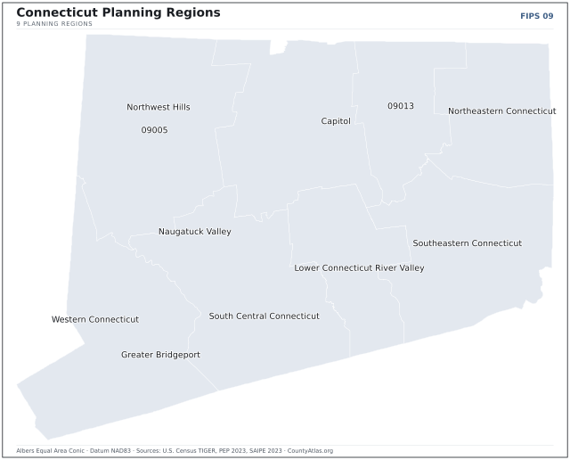 County map of Connecticut