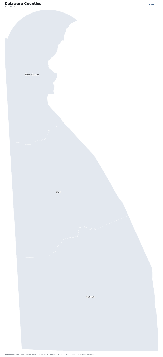 County map of Delaware