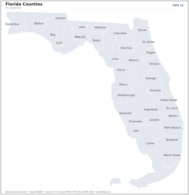 County map of Florida