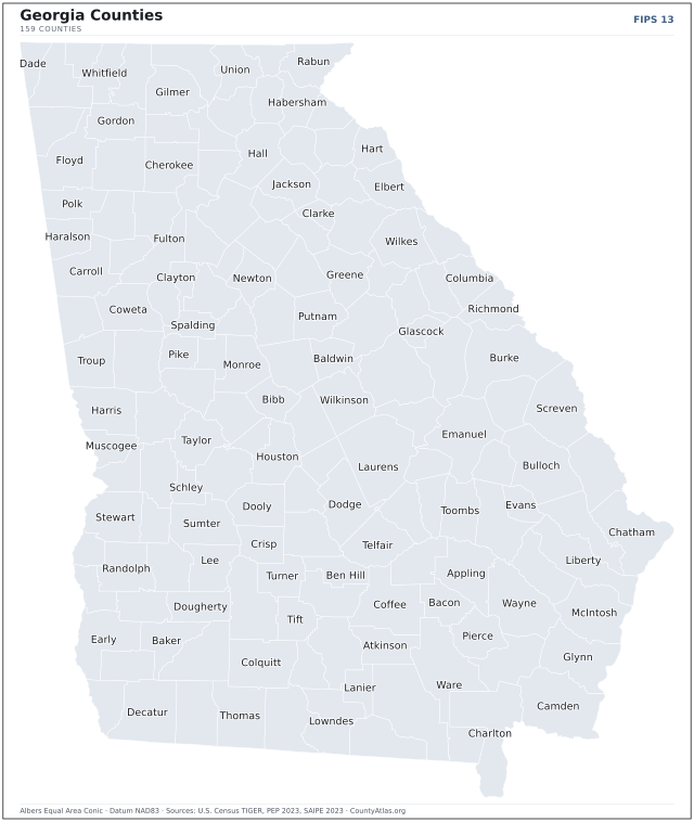 County map of Georgia