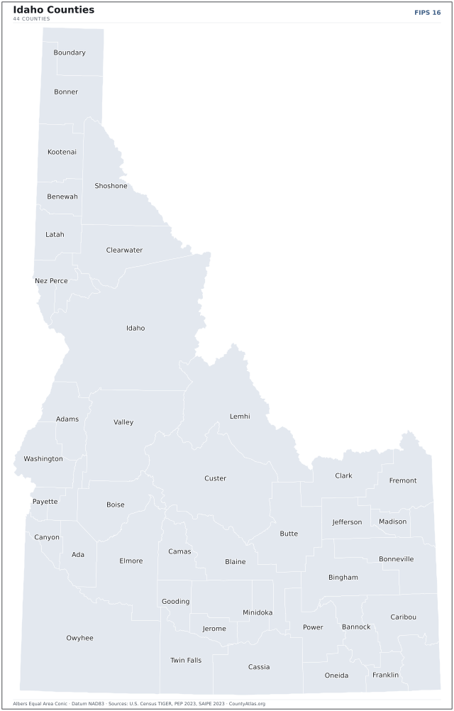 County map of Idaho