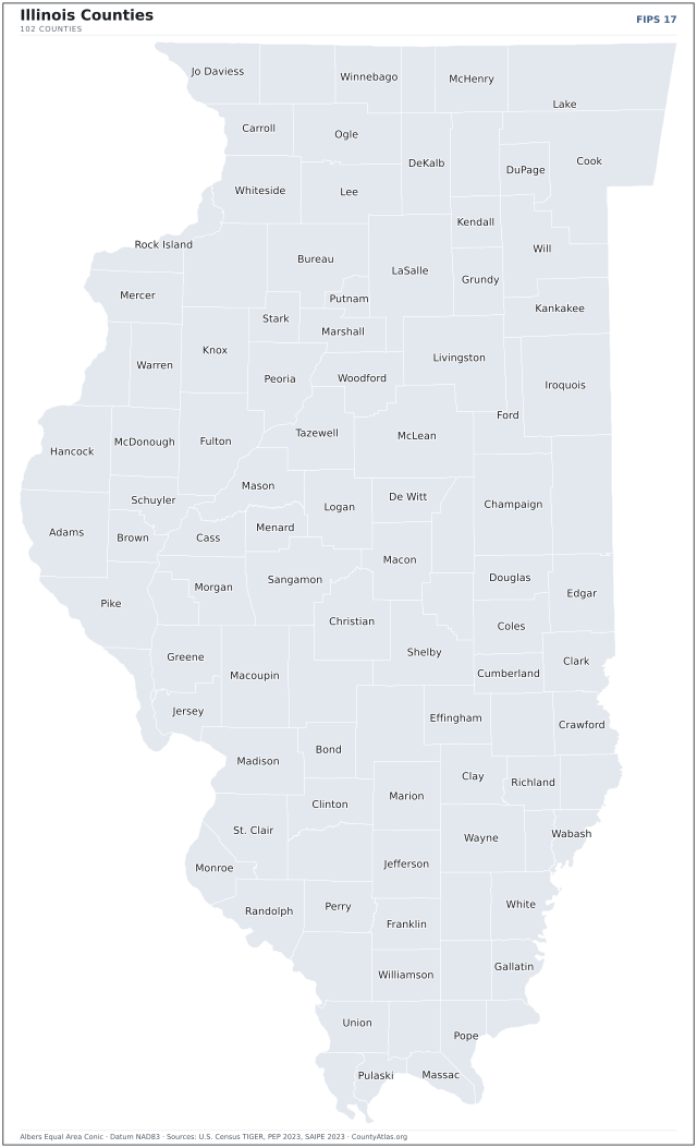 County map of Illinois