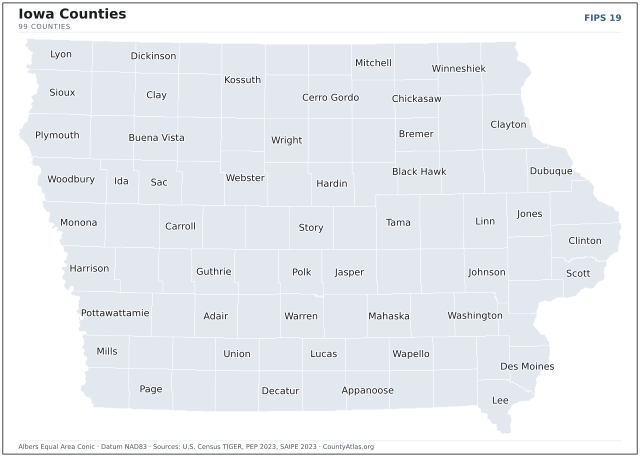 County map of Iowa