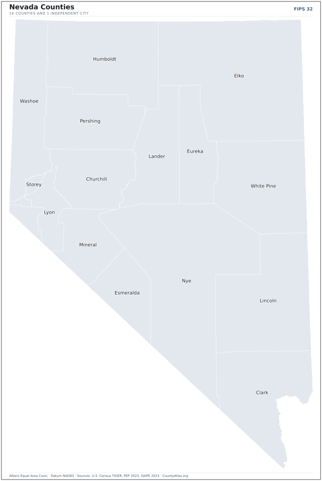 County map of Nevada