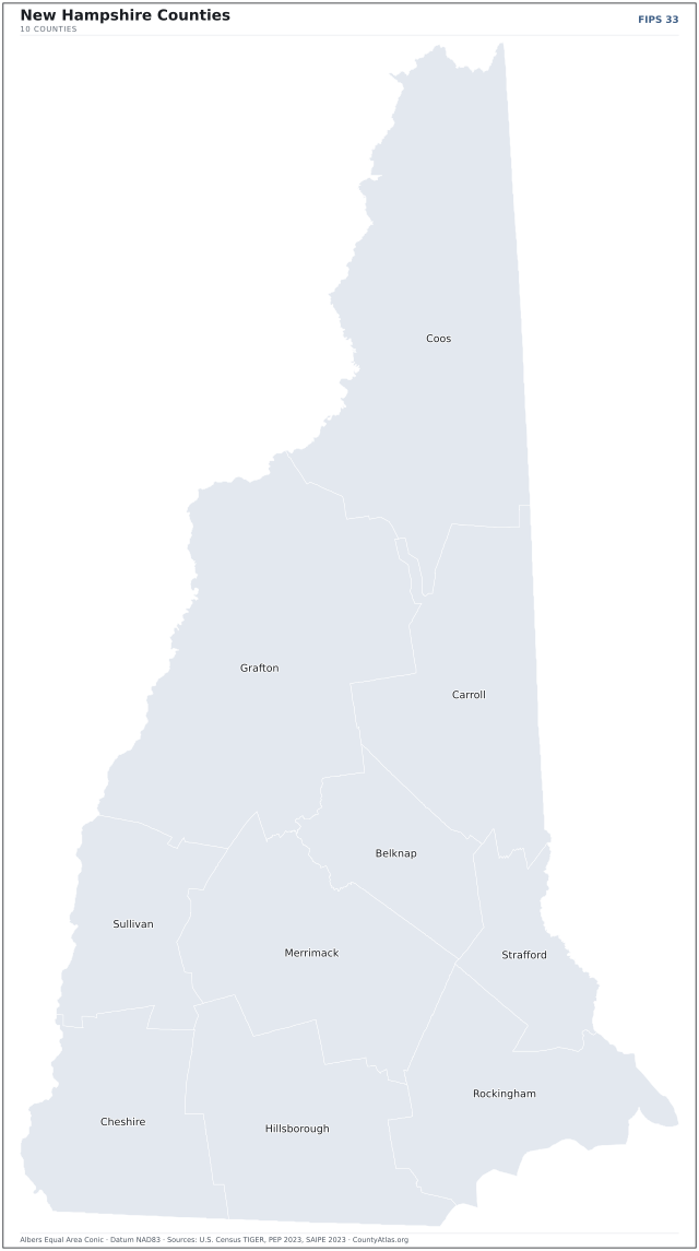 County map of New Hampshire