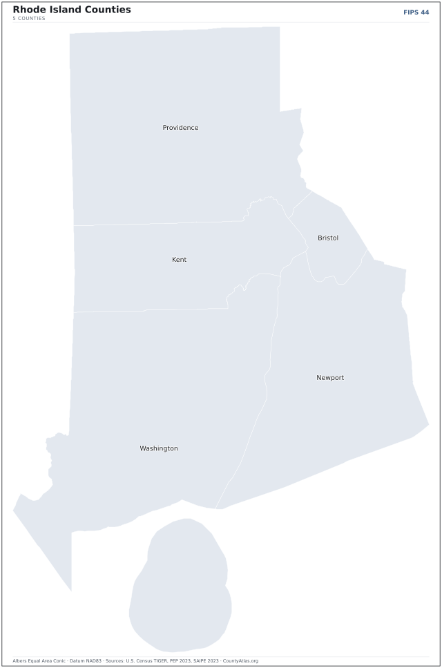 County map of Rhode Island