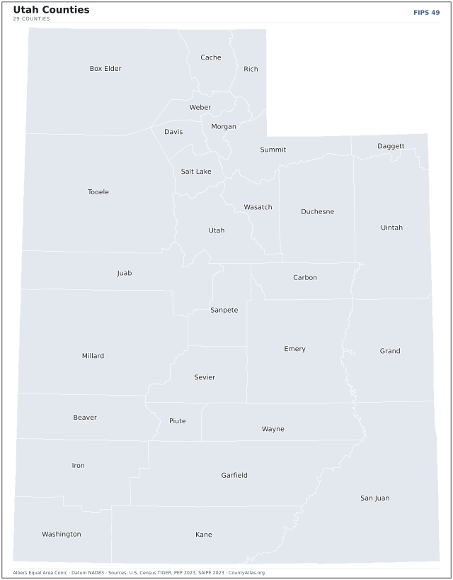 County map of Utah